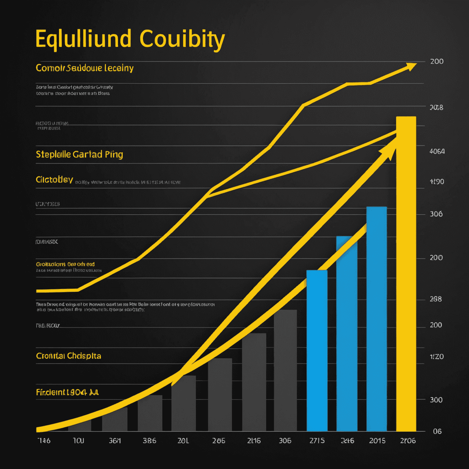 Stylized graph showing increasing liquidity and flexibility in Comnpound tour bookings, with vibrant yellow and blue lines on a sleek black background