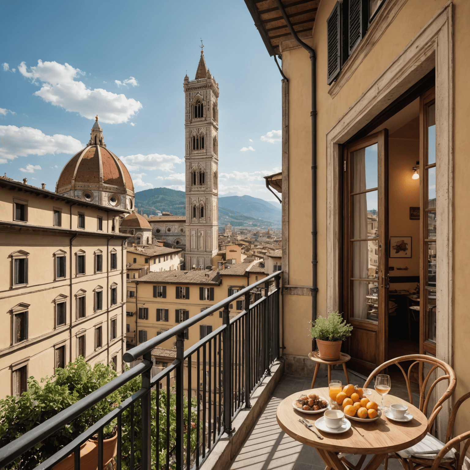 A cozy apartment in Florence with a balcony overlooking the Duomo