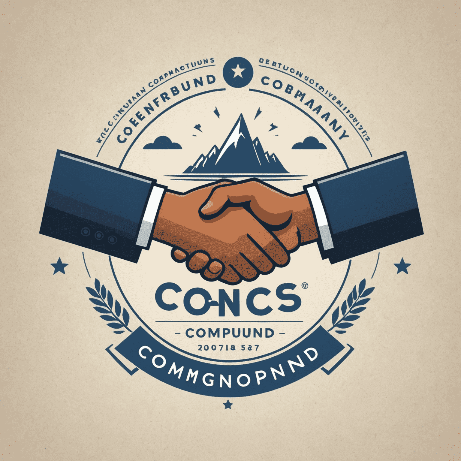 Comnpound company logo with celebratory elements, new tour destinations, and partnership handshakes