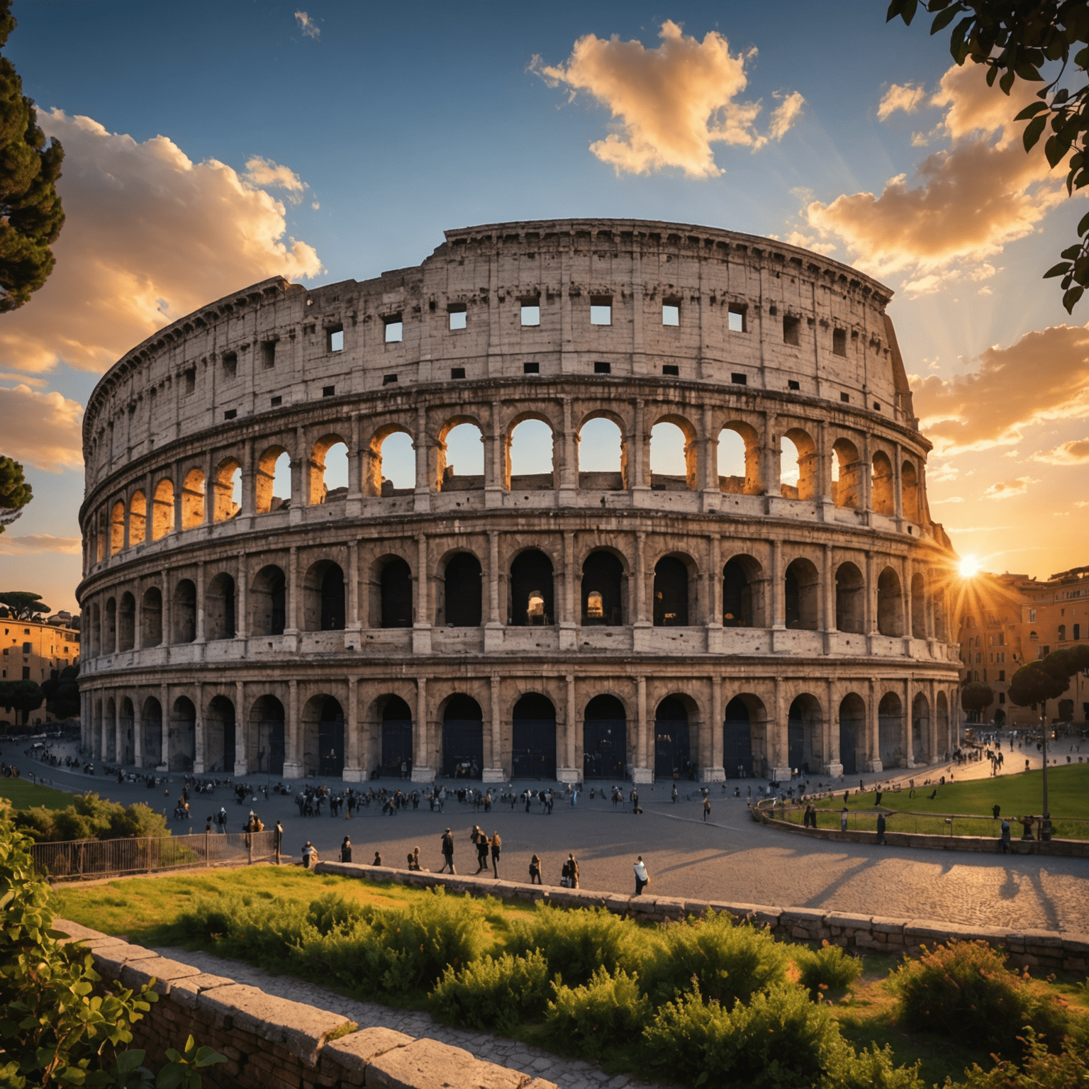 The Colosseum in Rome at sunset