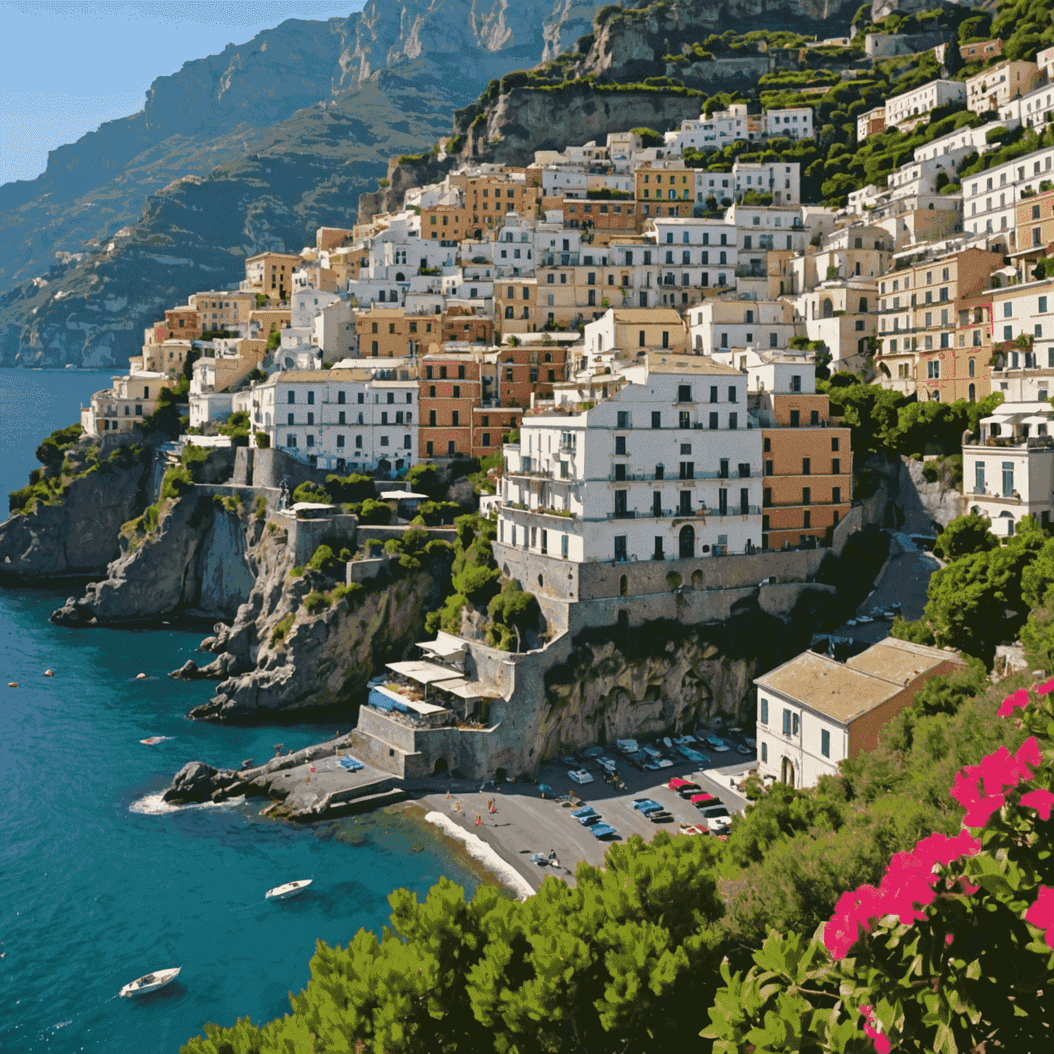 The coastline of Amalfi with colorful houses